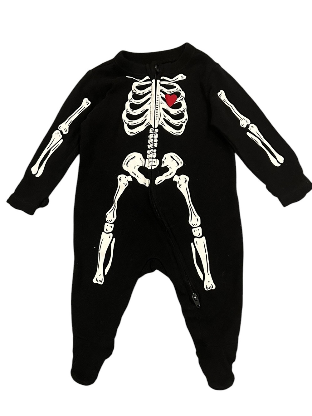 Skeleton Bodysuit with Red Heart Halloween Costume